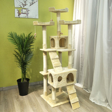 Luxury Multi-Layer Cat Climbing Frame with Plush Platforms | Durable Playhouse for Climbing and Scratching Fun