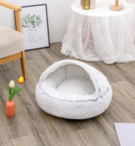Plush Round Pet Bed for Dogs and Cats with Cozy Crystal Velvet | 2-in-1 Design for Ultimate Warmth and Comfort