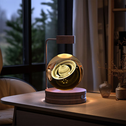 Crystal Glass LED Night Light with 3D Pattern | USB Rechargeable Home Decor for Warm Ambiance