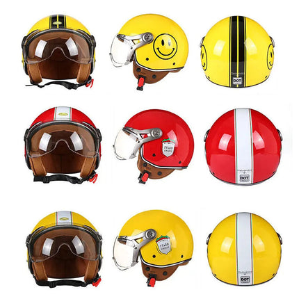 DOT Motorcycle Helmet with Bubble Visor, Vintage Cafe Racer Helmet