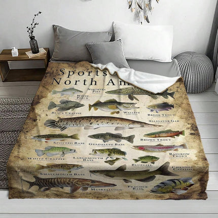 Throw Blankets for Men, Soft Blanket with Fish Print