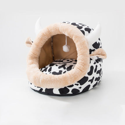 Semi-Closed Pet Bed with Washable Cushion | Cozy Sleeping Space for Dogs and Cats