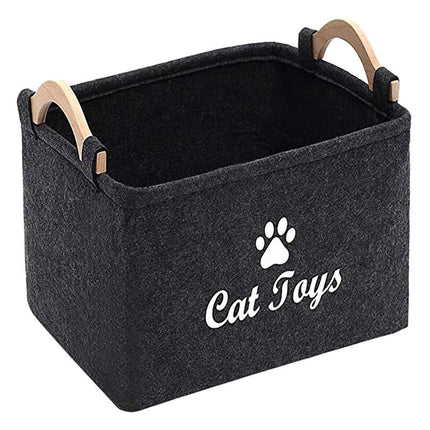 Felt Pet Toy Storage Basket with Large Capacity & Sturdy Handles | Stylish Organizer for Easy Clean-Up and Access