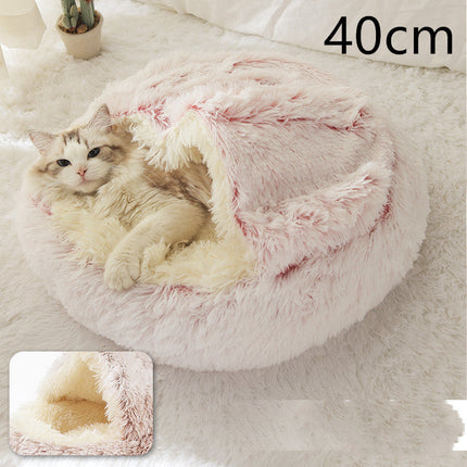 Plush Round Pet Bed for Dogs and Cats with Cozy Crystal Velvet | 2-in-1 Design for Ultimate Warmth and Comfort