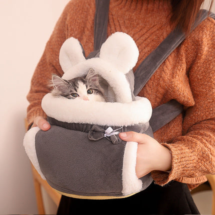 Cute Japanese & Korean Style Cat Bag with Soft Velvet Material | All-in-One Solution for Pet Essentials