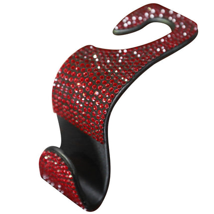 Car Seat Headrest Hook Accessory with Gem Adornments | Elegant Storage Solution for Handbags and Umbrellas