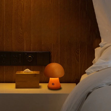 Wooden Table Lamp with Dimmable Cordless Design | Elegant Mushroom Shape for Warm Ambiance