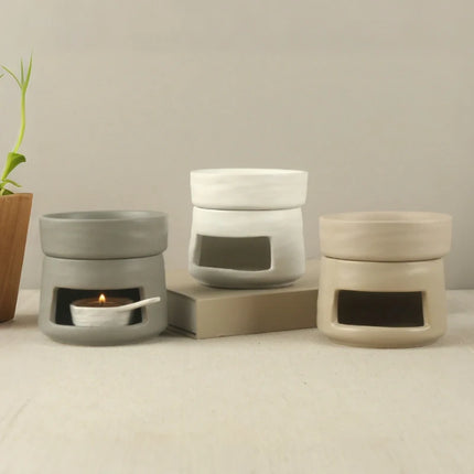 Ceramic Aromatherapy Diffuser with Dual-Chamber Design | Natural Elegance for Calming Scents and Soft Candle Glow
