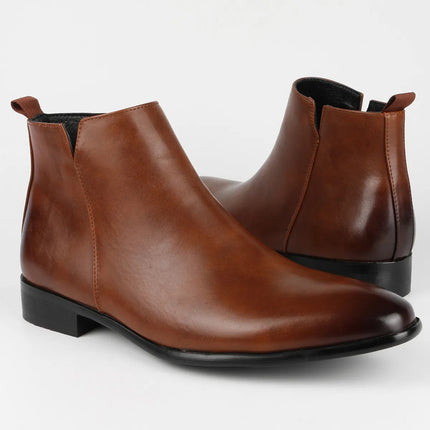 Leather Dress Boots for Men, Leather Ankle Boots with Elastic Side Panels – image 9