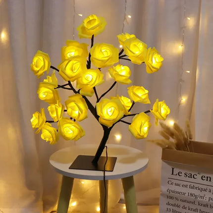 Rose Tree LED Lamp with Adjustable Branches | USB-Powered Decorative Lighting for Indoor and Outdoor Charm
