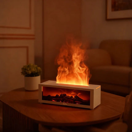 Humidifier with Mesmerizing Flame Effect & Multicolor Lighting | USB-Operated for Soothing Atmosphere