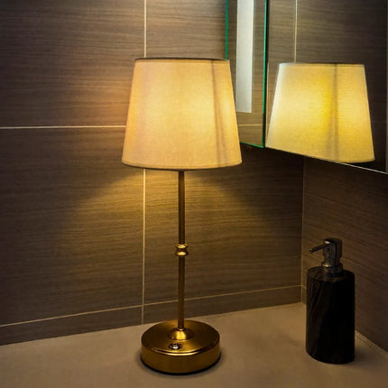 Dimmable Table Lamp with Rechargeable Design & Warm Light | Elegant Metal and Fabric for Cozy Ambiance