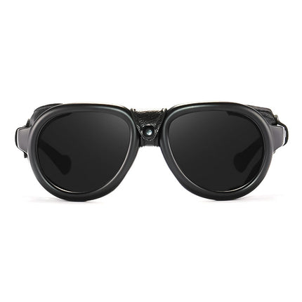 Anti Glare Glasses for Motorcycle Riders, Steampunk Goggles with Leather Frame
