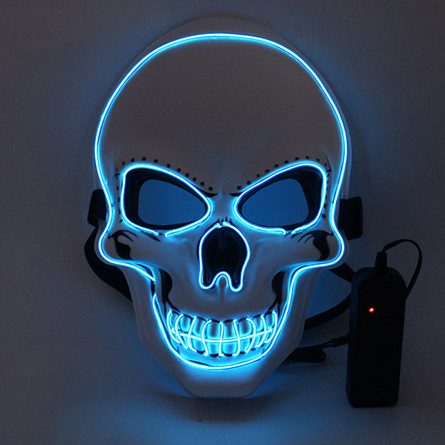 Scary Mask with Skull Design and Glowing EL Wire, Halloween Costume Mask with 3 Modes – image 24