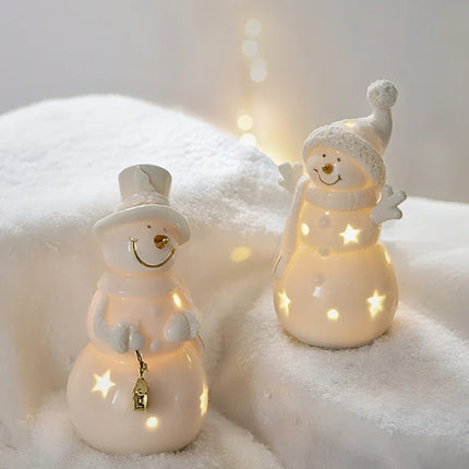 Ceramic Winter Village Decor Set with Ambient Glow | Handcrafted Holiday Centerpiece for Cozy Seasonal Atmosphere