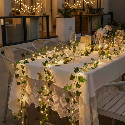 Botanical Garland Light with Warm White Glow | Nature-Inspired Decor for Elegant Home Ambiance