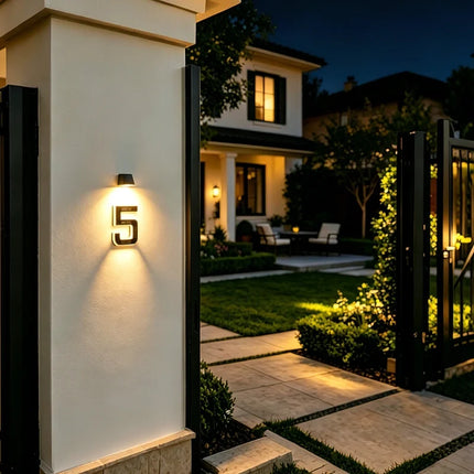 Solar House Number Light with Automatic Dusk Sensor | Modern Black Design for Enhanced Nighttime Visibility