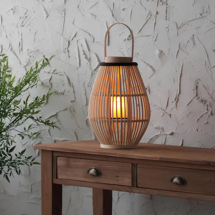 Bamboo Lantern with Handwoven Design for Soft Ambient Lighting | Portable and Cordless Home Decor Accent