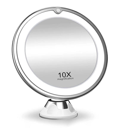 LED Vanity Mirror, 10x Magnifying Mirror with Light and Suction Cup