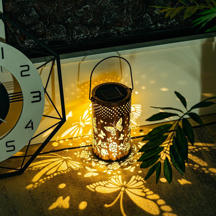 Solar Pattern Lantern with Intricate Design | Weather-Resistant Illumination for Outdoor and Indoor Decor