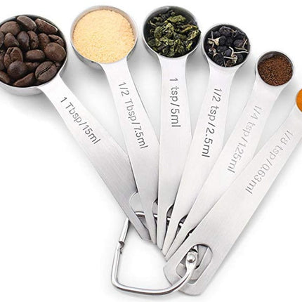Stainless Steel Measuring Spoons Set with Engraved Measurements | Precise Kitchen Tools for Accurate Cooking