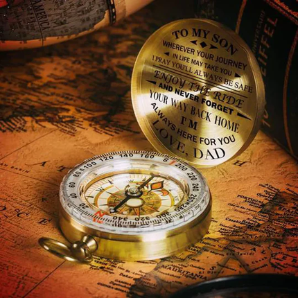 Engraved Compass Gift for Son from Dad, Enjoy the Ride Pocket Compass