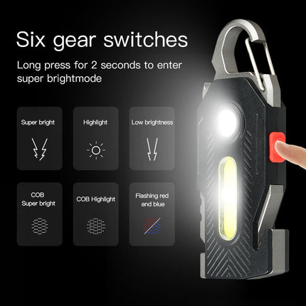 Multifunctional Emergency Light with Powerful LED & COB Illumination | Compact Outdoor Tool with Keychain and Survival Features