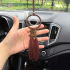 Feather Car Pendant with Wind Chime and Bell | Elegant Decor for Stress Reduction and Aesthetic Appeal