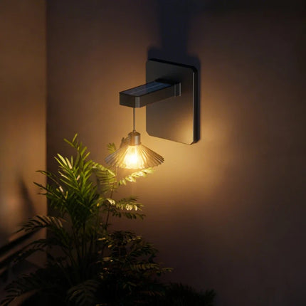 Solar-Powered Wall Light with Pleated Shade for Outdoor Elegance | Dusk-to-Dawn Sensor for Effortless Illumination