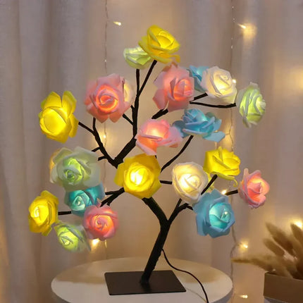 Rose Tree LED Lamp with Adjustable Branches | USB-Powered Decorative Lighting for Indoor and Outdoor Charm