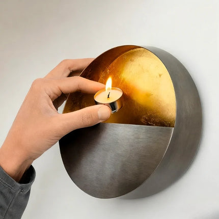 Eclipse Wall Candle Holder with Sculptural Design | Handcrafted Iron Decor for Luxurious Ambient Lighting
