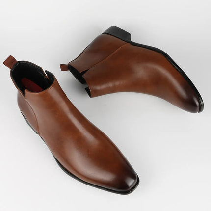 Mens Chelsea Boots, Leather Ankle Boots with Elastic Side Panels – image 6