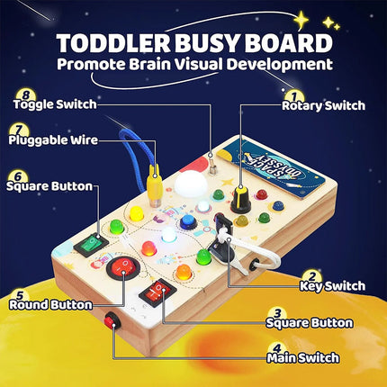 Montessori Busy Board with 15 LED Lights, Sensory Toy – image 5
