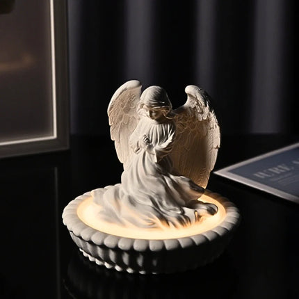 Aroma Light Diffuser Shaped like Angel with Dimmable Warm Glow | Natural Gypsum for Serene Ambiance and Aromatherapy