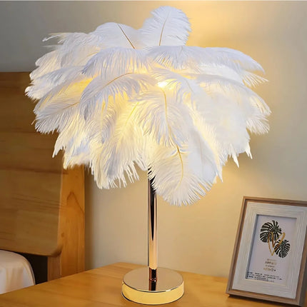 Feather Palm Tree Lamp with Remote Control | Elegant USB and Battery-Powered Lighting for Relaxing Ambiance