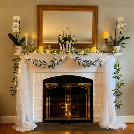 Botanical Garland Light with Warm White Glow | Nature-Inspired Decor for Elegant Home Ambiance