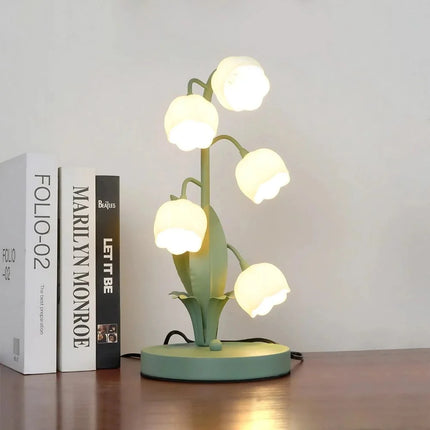 Floral Iron Table Lamp with High-Transparency Shade | Elegant LED Lighting Inspired by Lily of the Valley