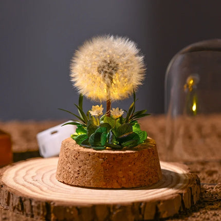 Floral Night Light with Dried Flowers Under Glass Dome | Gentle Ambient Glow for Home Décor and Relaxation
