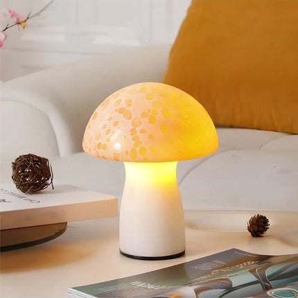Dimmable Mushroom Table Lamp with Premium Speckled Glass | Adjustable Lighting for Elegant Home Decor