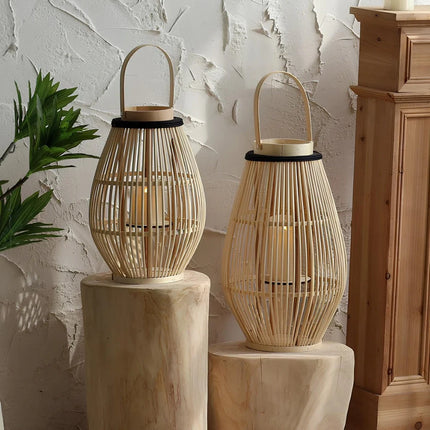 Bamboo Lantern with Handwoven Design for Soft Ambient Lighting | Portable and Cordless Home Decor Accent