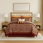 Bedding Set 12 Piece, Queen Comforter Set with Sheets and Shams, Reversible Paisley Jacquard Bed in a Bag Queen