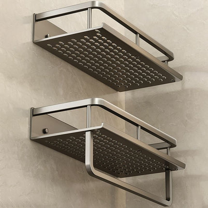 Wall Mounted Bathroom Shelves with Adhesive or Drill Mounting, Gray Metal Bathroom Organizer – image 16