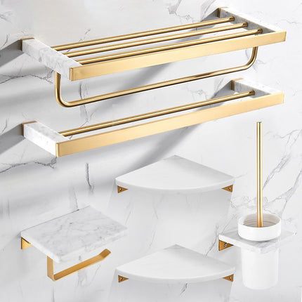 Brushed Brass Bathroom Accessory, Double Towel Bar – image 13