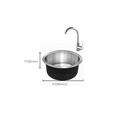 Kitchen Sinks, Round Stainless Steel Kitchen Sink, Single Bowl Drop In Bar Sink with Drain Strainer