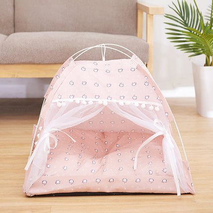 Semi-Enclosed Pet Bed with Breathable Cloth Design | Cozy Retreat for All Seasons and Sizes