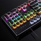 Mechanical Keyboard, Retro Gaming Keyboard with Round Keycaps, RGB Backlit Computer Keyboard with Wrist Rest