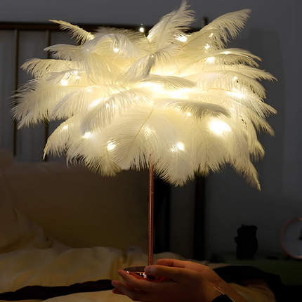 Feather Palm Tree Lamp with Remote Control | Elegant USB and Battery-Powered Lighting for Relaxing Ambiance