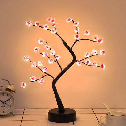 Plum Blossom LED Table Lamp with Customizable Branches | USB & Battery Powered for Serene Home Decor