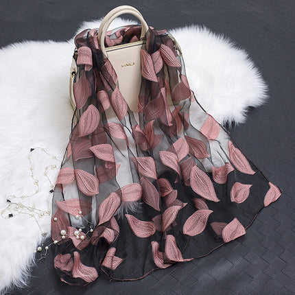 Scarves for Women, Floral Organza Scarf with Hollow Cut Flowers – image 26