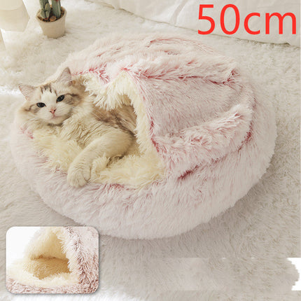 Plush Round Pet Bed for Dogs and Cats with Cozy Crystal Velvet | 2-in-1 Design for Ultimate Warmth and Comfort